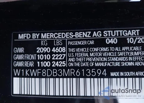 2021 Mercedes-Benz C 300 Sedan from USA, damaged, VIN W1KWF8DB3MR613594